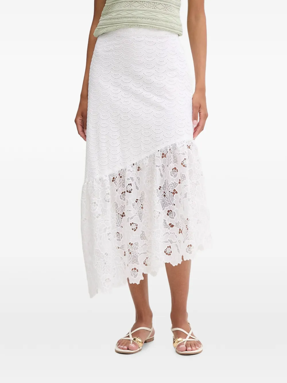 GUESS USA eyelets midi skirt - Bianco