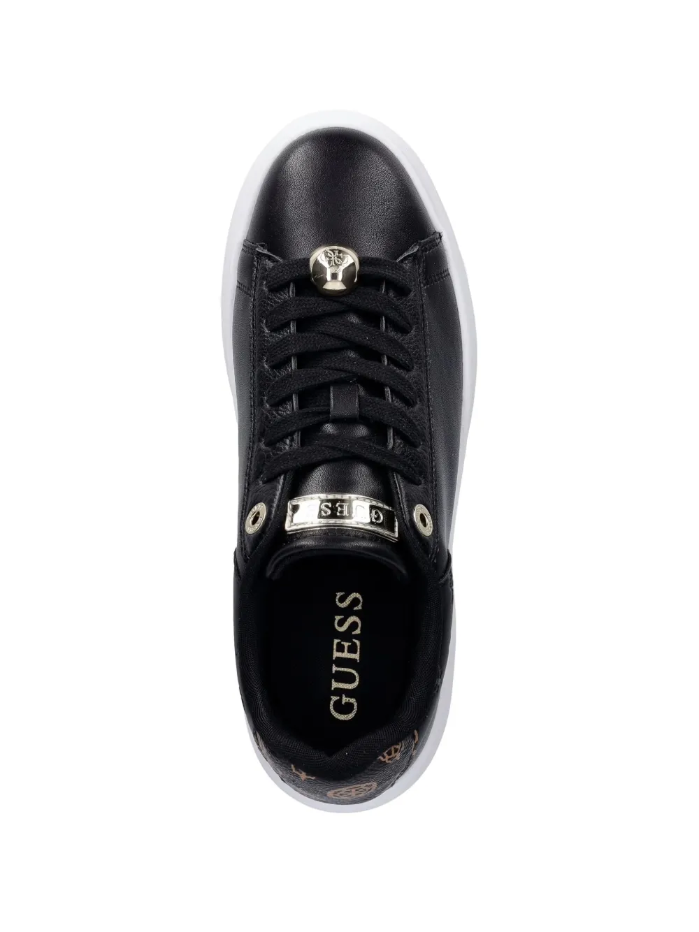 GUESS USA Fireup genuine-leather sneakers Zwart
