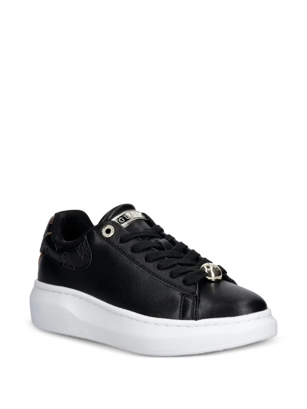 GUESS USA Fireup genuine-leather sneakers Zwart