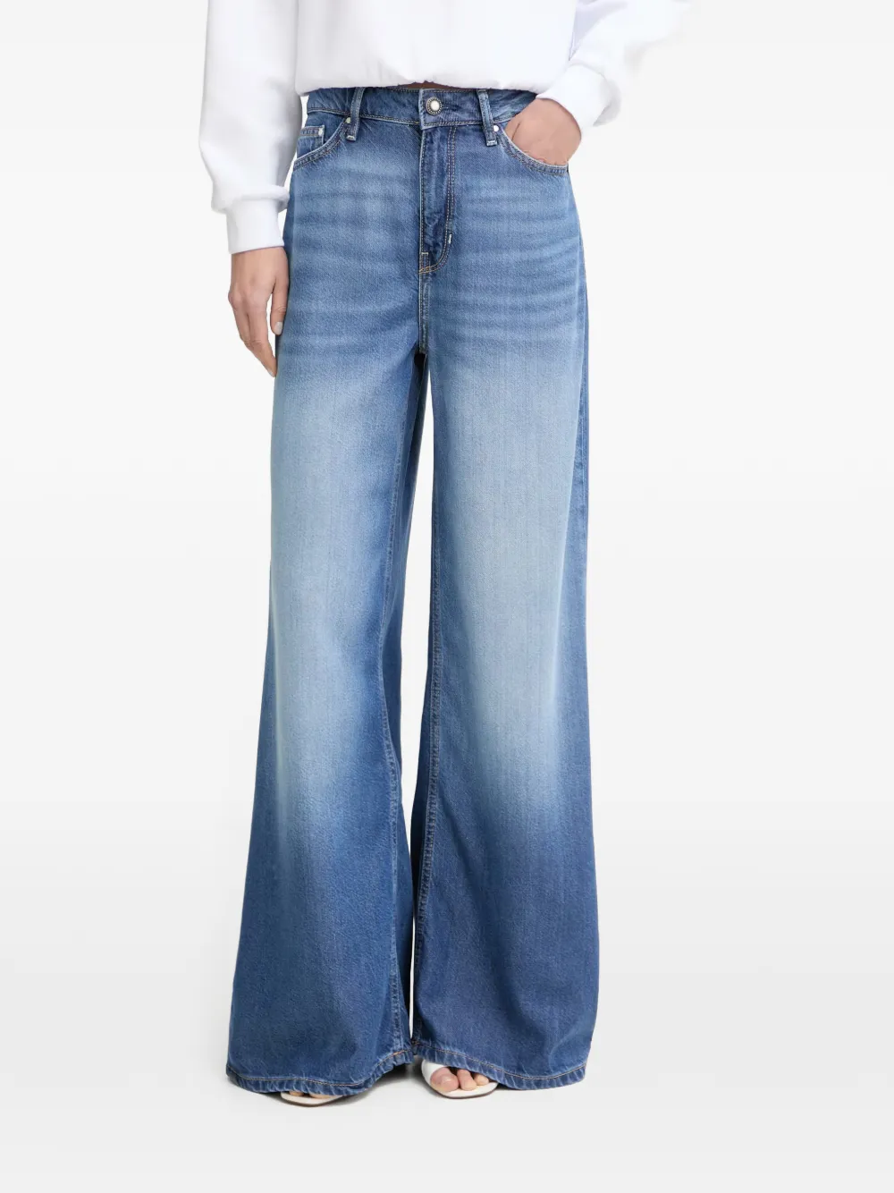 GUESS USA high-rise bellflower wide-leg jeans in cartagena bay - Blu