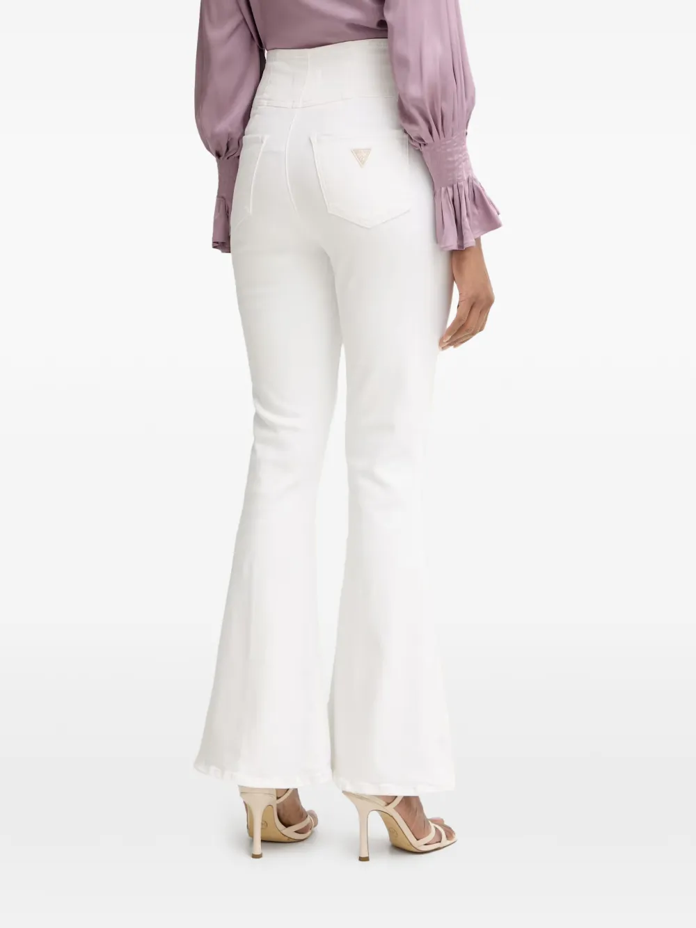 GUESS USA Flared jeans verfraaid met knopen Wit