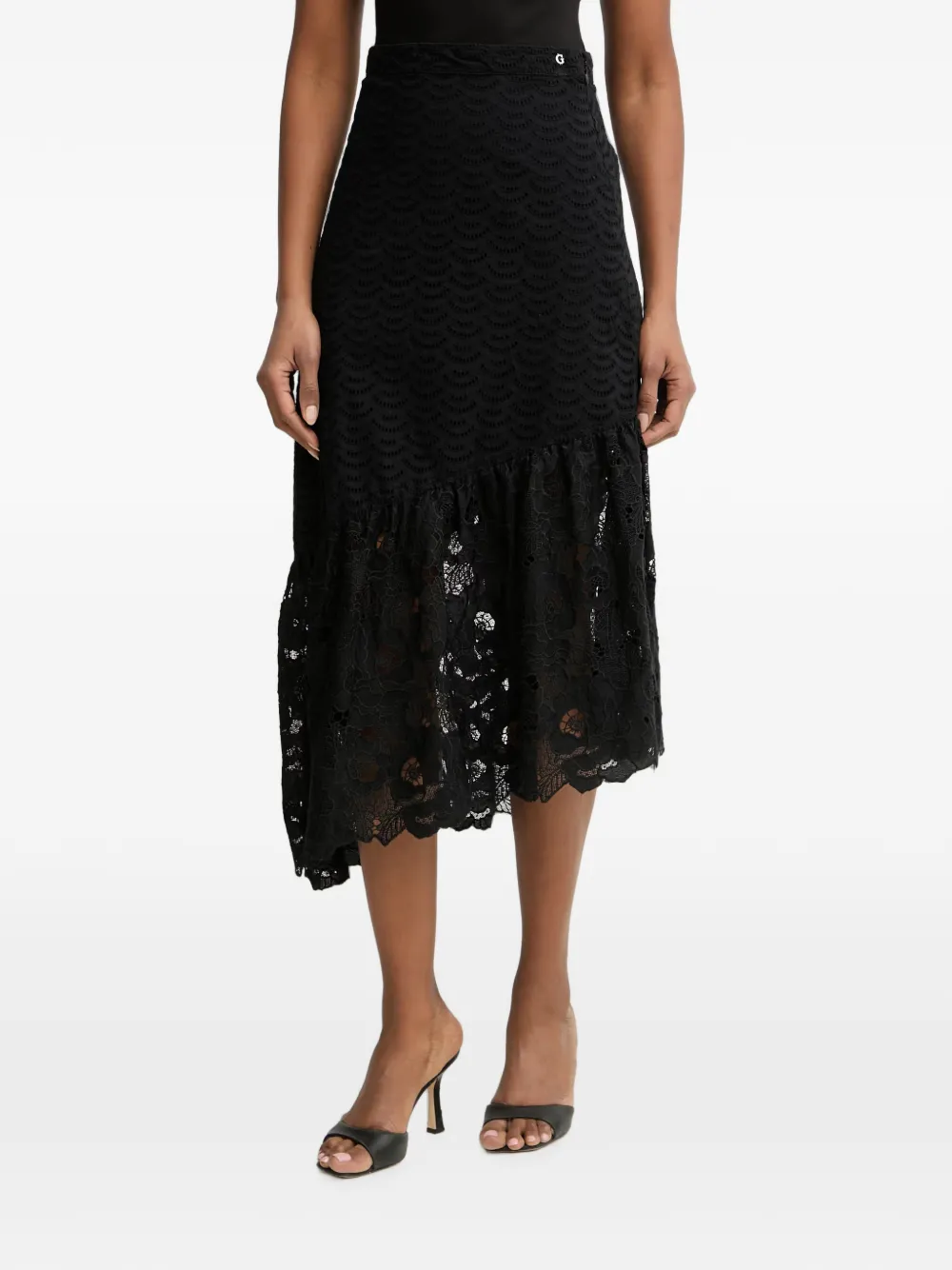 GUESS USA Gonna in pizzo con ruches - Nero