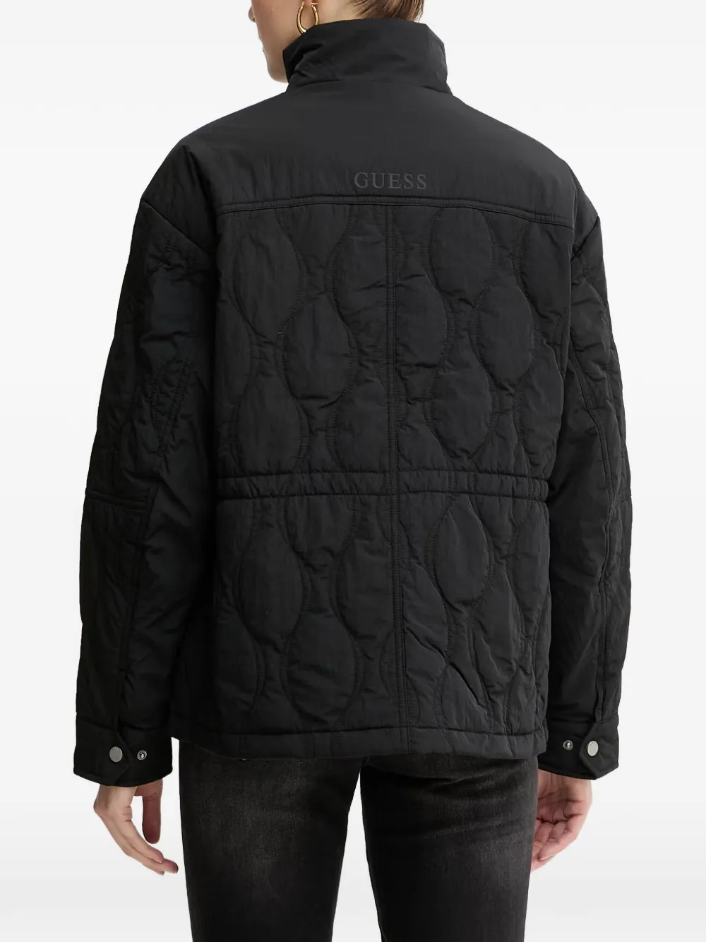GUESS USA quilted drawstring jacket Zwart
