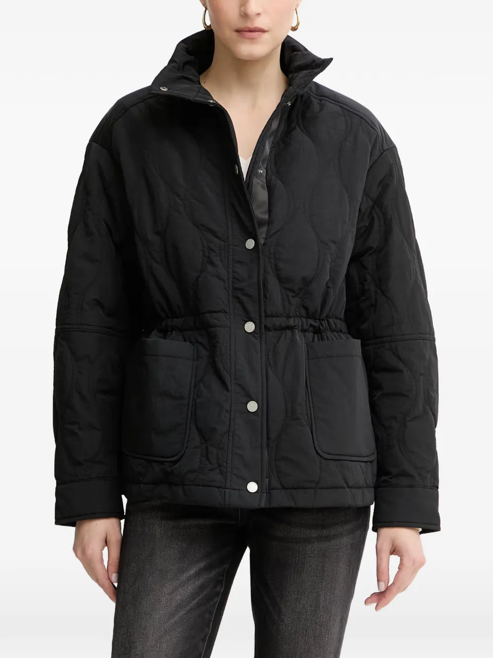 GUESS USA quilted drawstring jacket Zwart