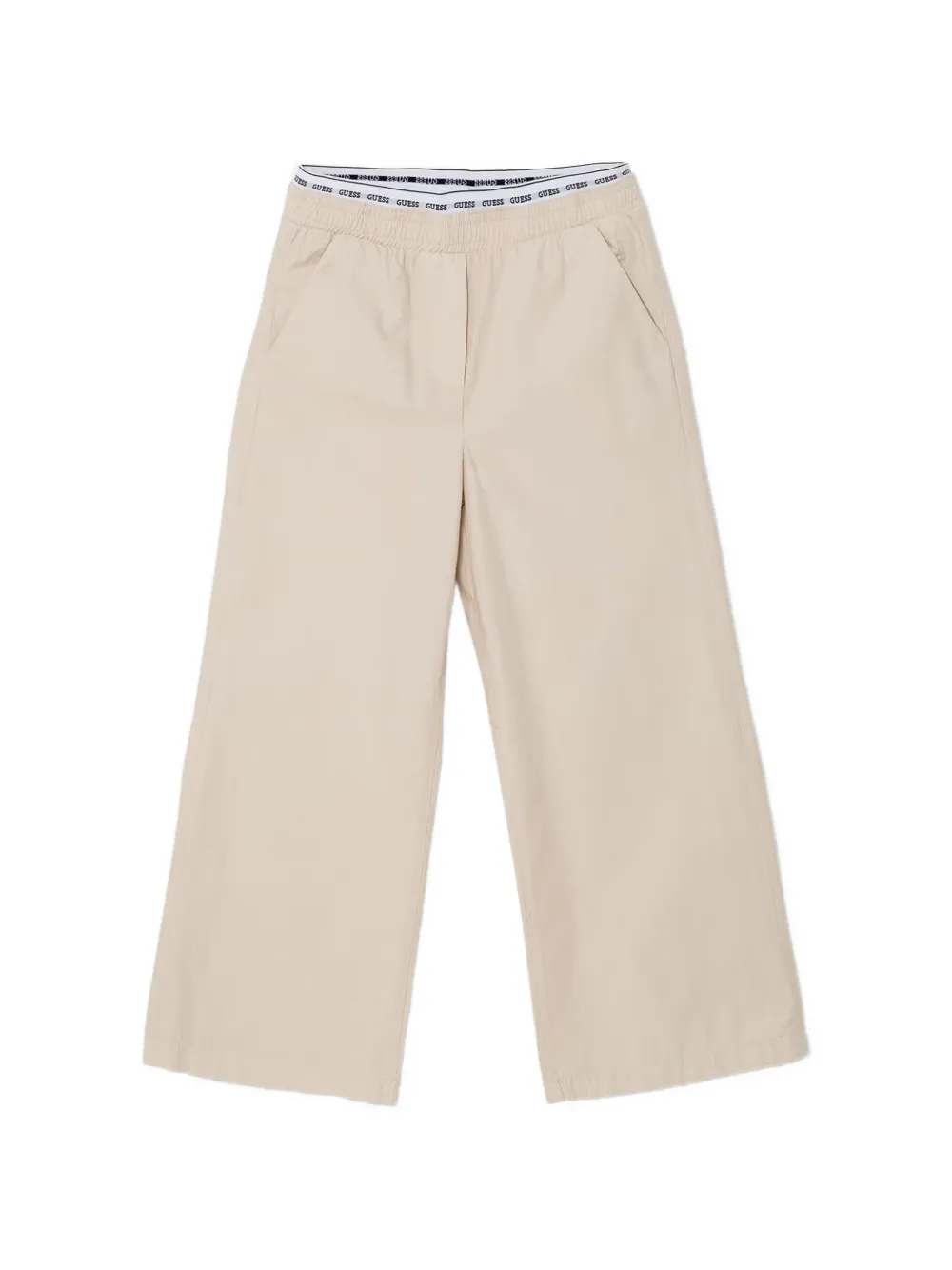 guess kids logo-waistband wide-leg trousers - Toni neutri