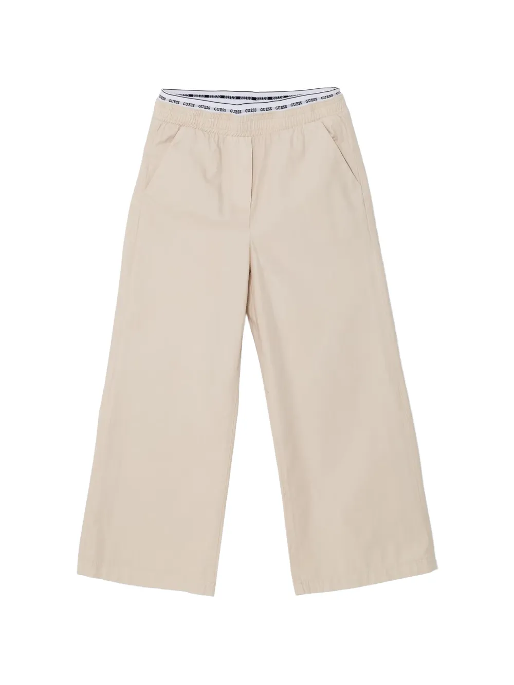 Guess kids logo-waistband wide-leg trousers Beige