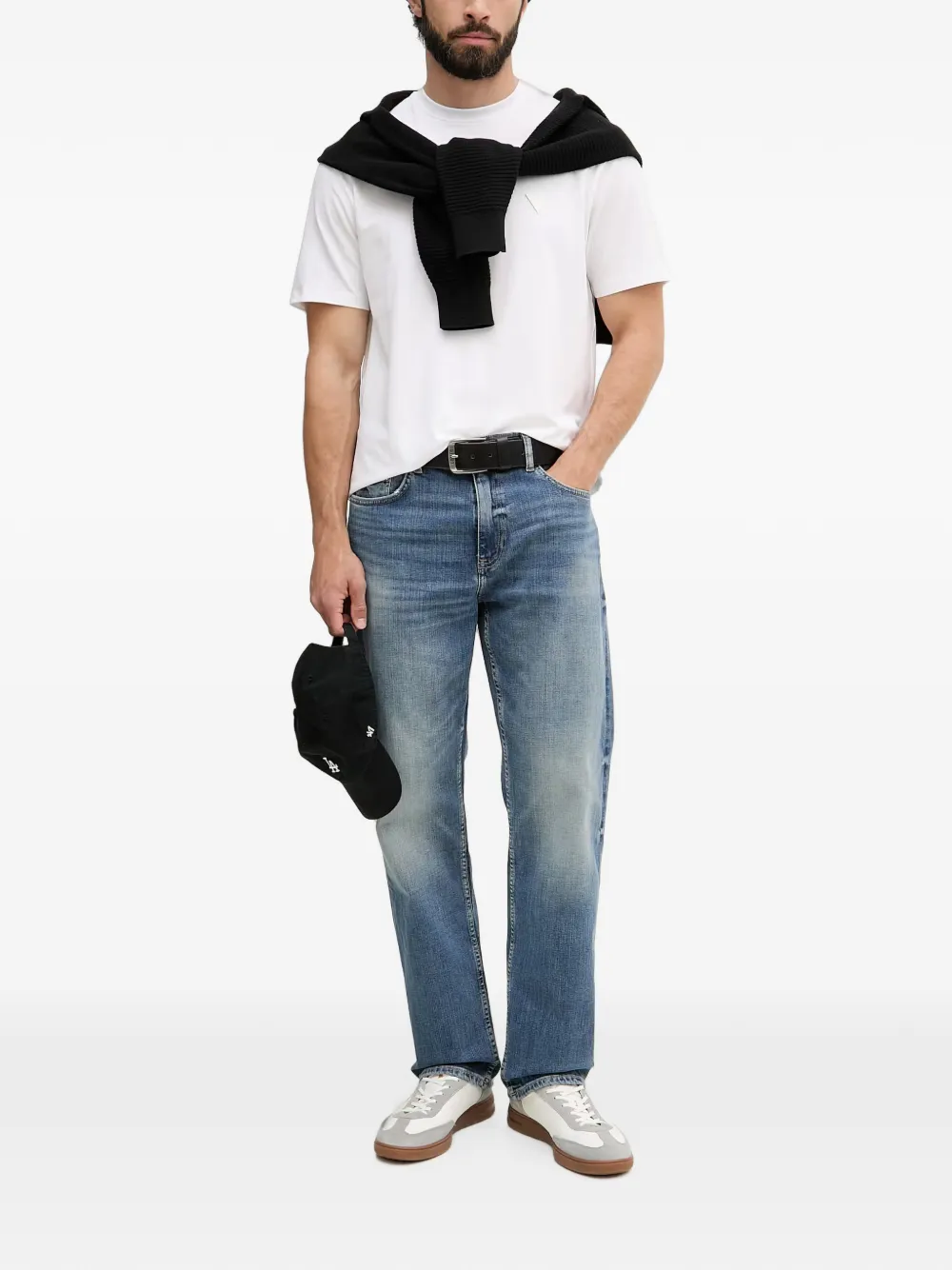 GUESS USA Straight jeans met vervaagd effect Blauw
