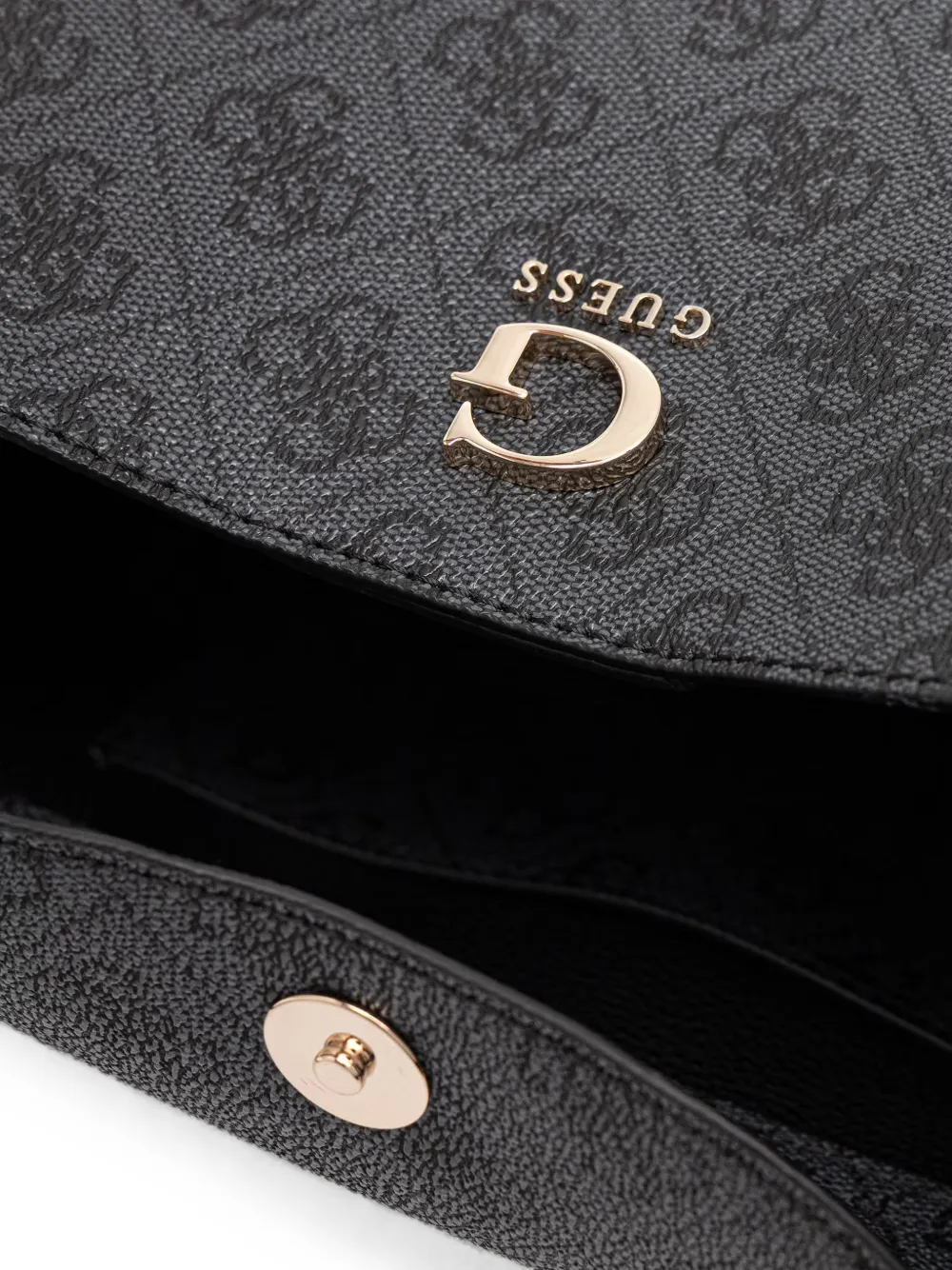 GUESS USA Schoudertas met monogramprint en logoplakkaat Zwart