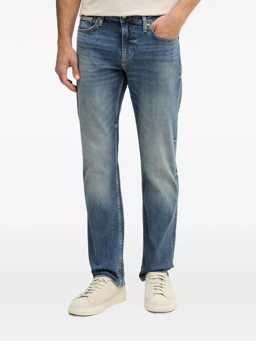 GUESS USA logo-patch straight-leg jeans - Blu