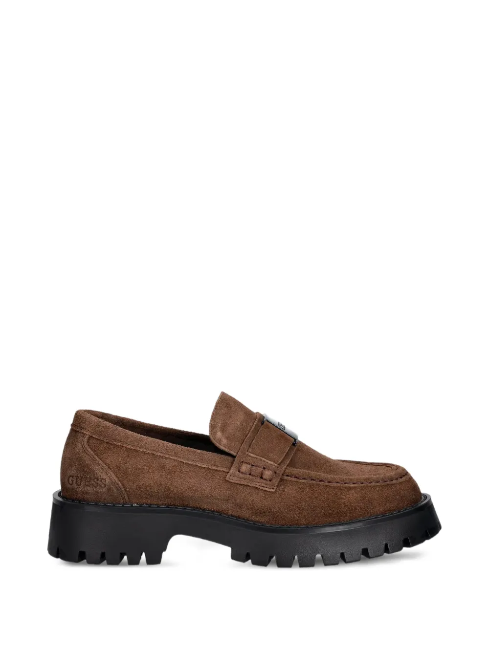 GUESS USA logo-plaque suede loafers - Marrone