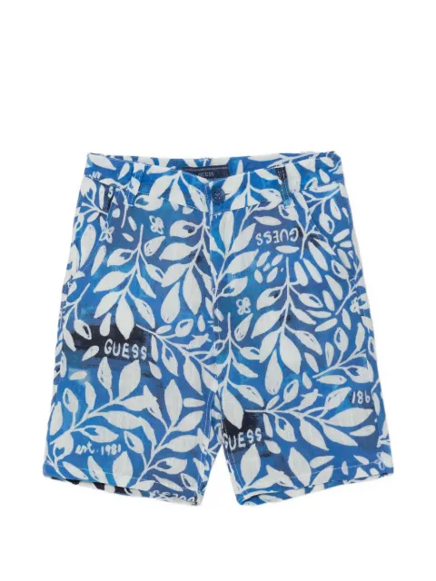 guess kids short à imprimés feuilles et logo