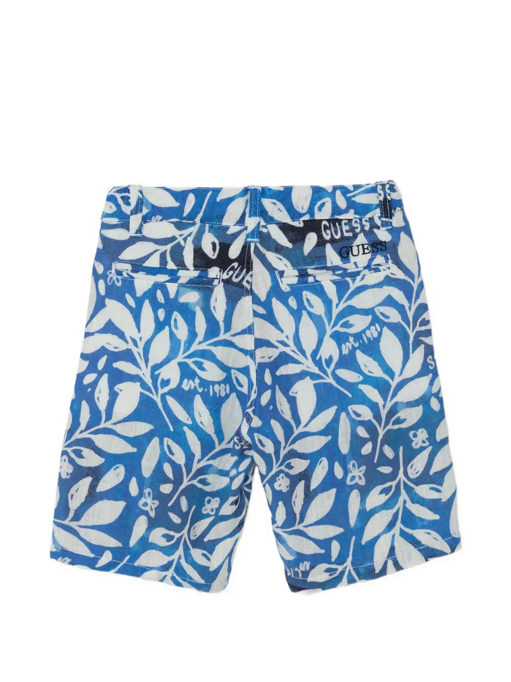 guess kids leaf-print logo-print shorts Blauw