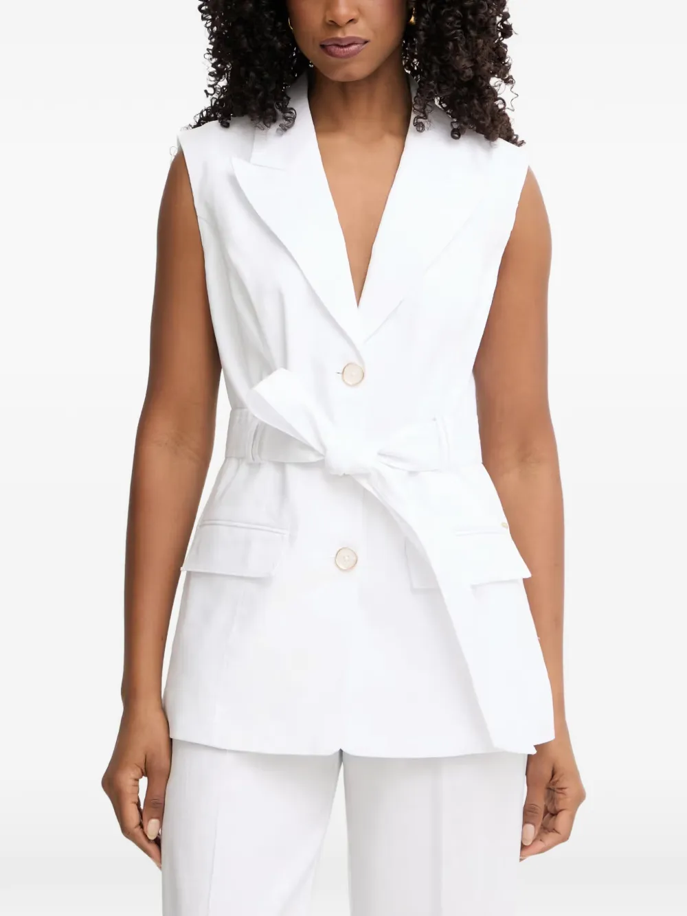 GUESS USA belted sleeveless blazer - Bianco