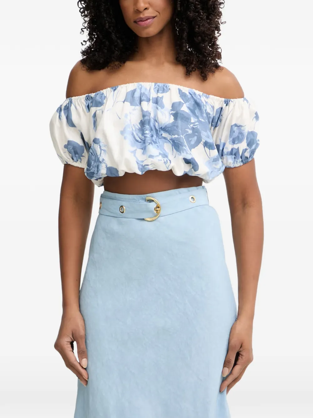 GUESS USA floral-print off-the-shoulder top - Bianco
