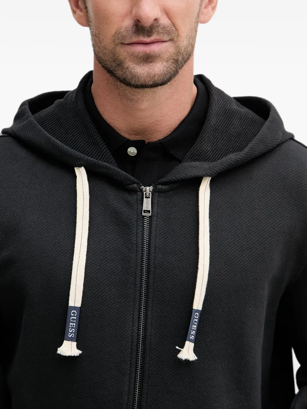 GUESS USA Impact hoodie met trekkoord en rits Zwart