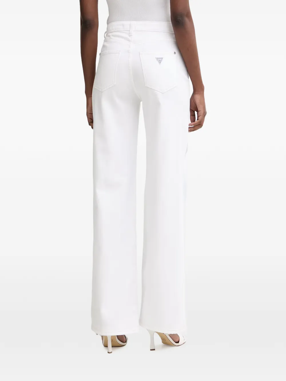 GUESS USA floral-print logo-patch jeans Wit