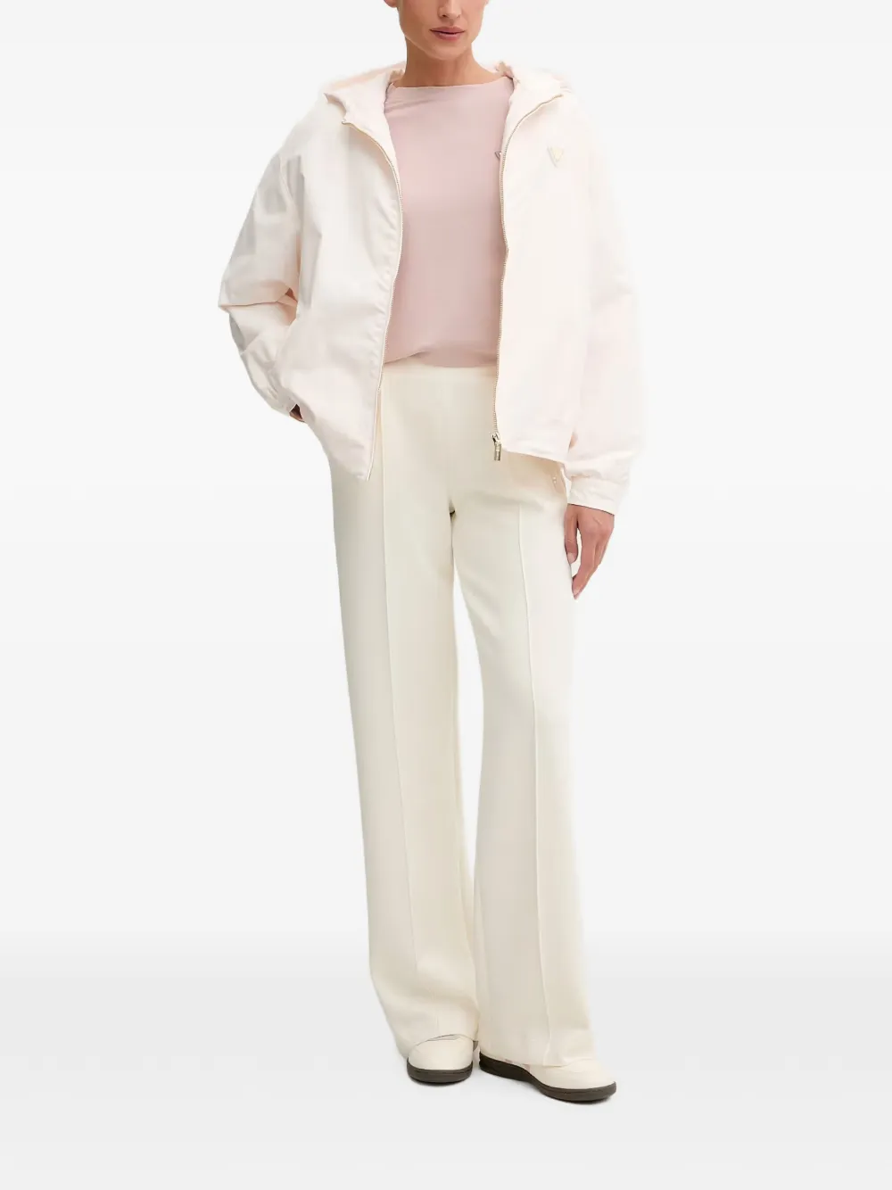 GUESS USA logo-plaque pintuck trousers Beige