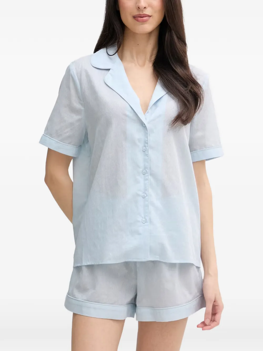 GUESS USA Emile logo-jacquard short-sleeve pajamas - Blau