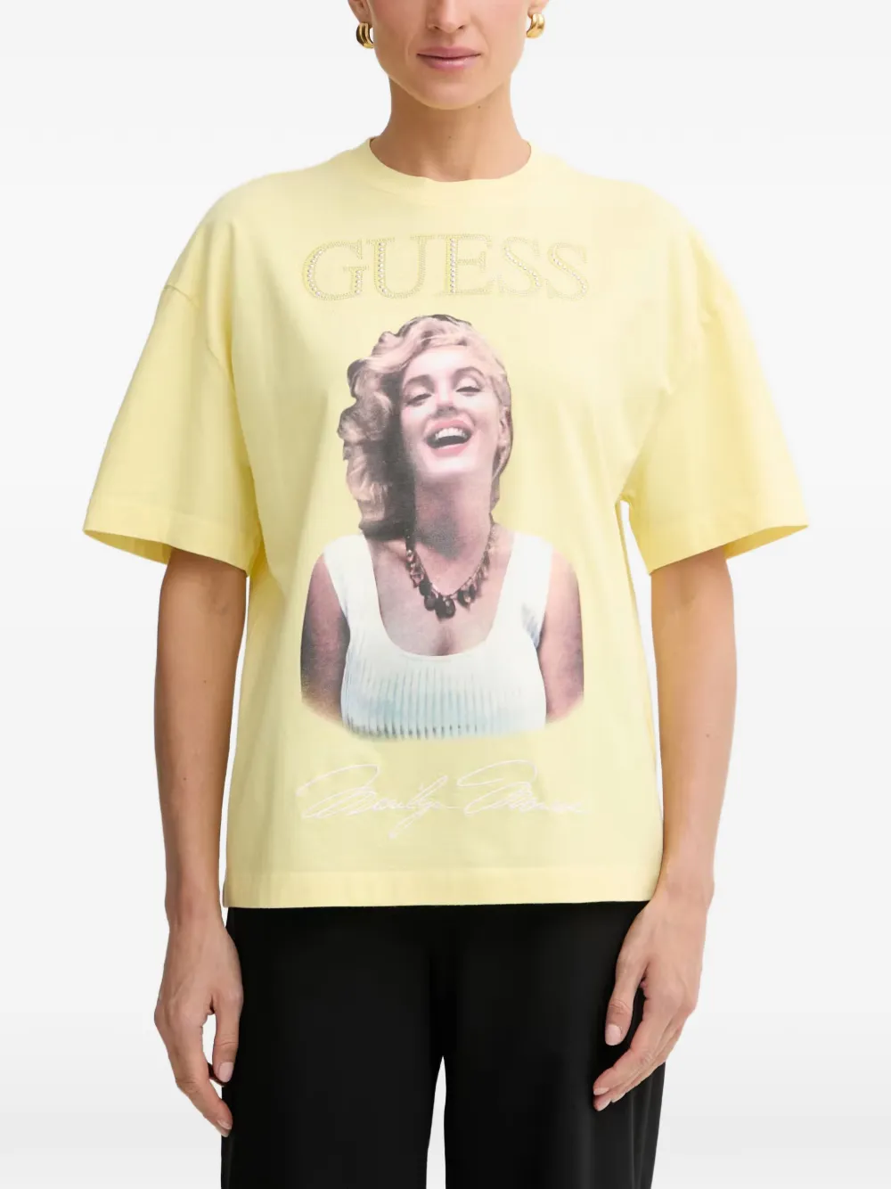 GUESS USA Marilyn Monroe print rhinestone-embellished T-shirt - Giallo