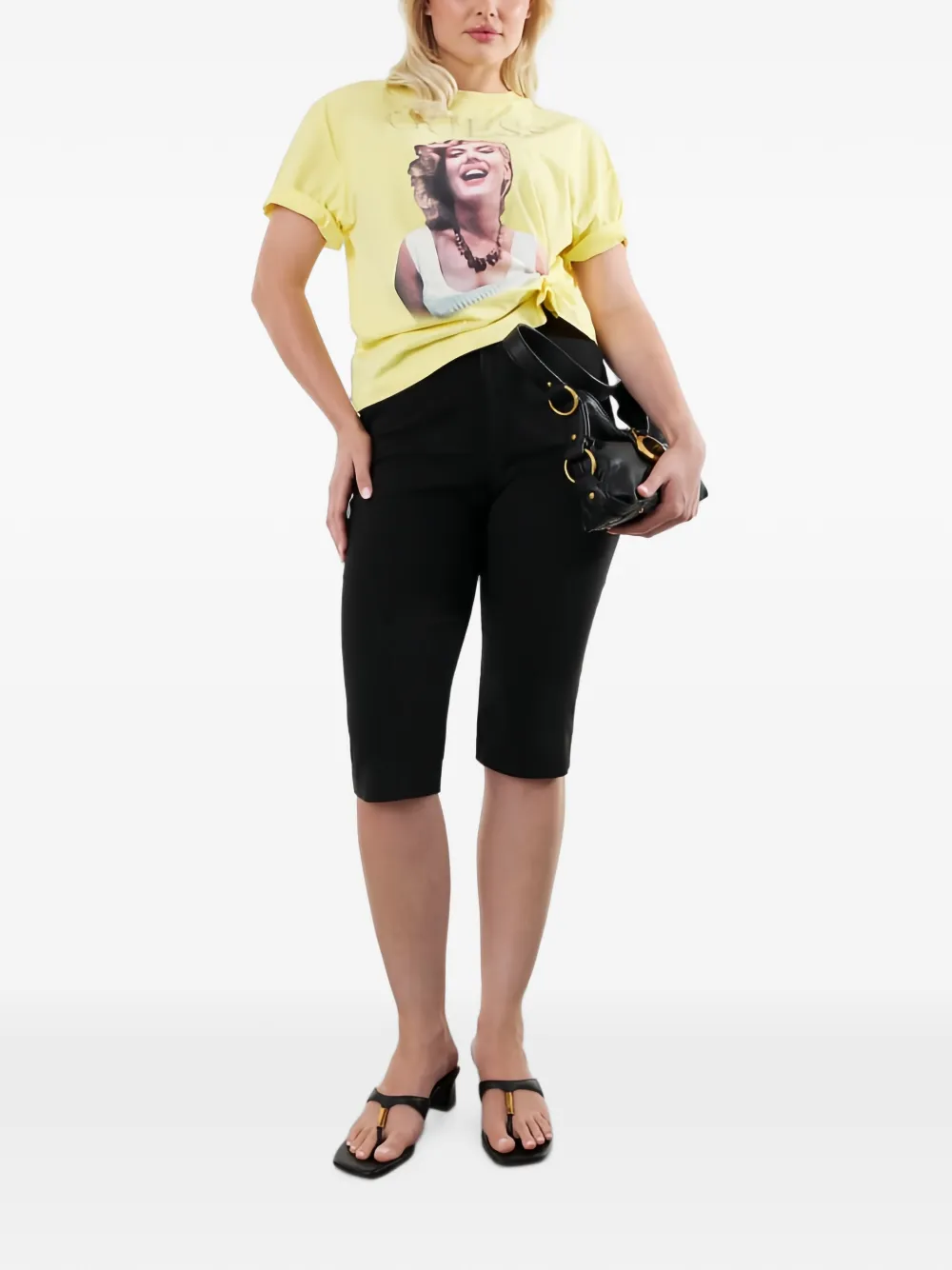 GUESS USA Marilyn Monroe T-shirt met print en verfraaid met stras Geel