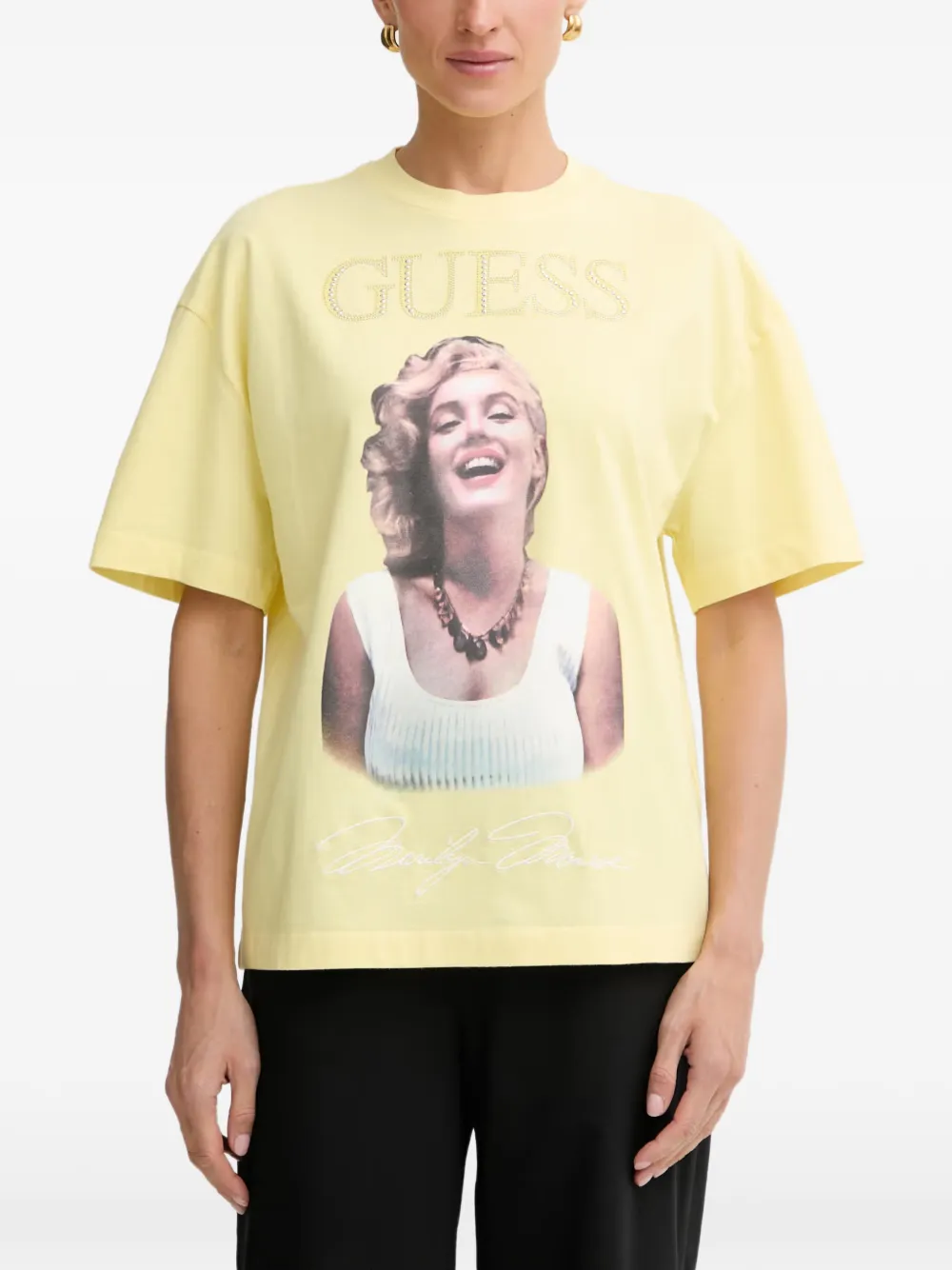 GUESS USA Marilyn Monroe print rhinestone-embellished T-shirt - Giallo
