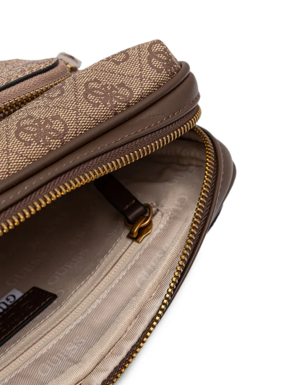 GUESS USA Heuptas met monogram-print en rits Beige