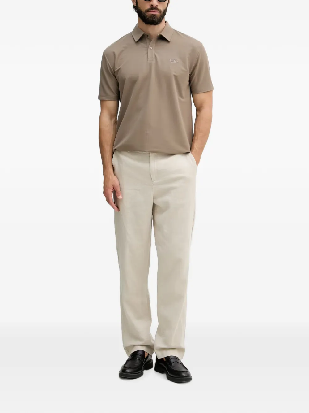 GUESS USA Poloshirt met geborduurd logo Beige