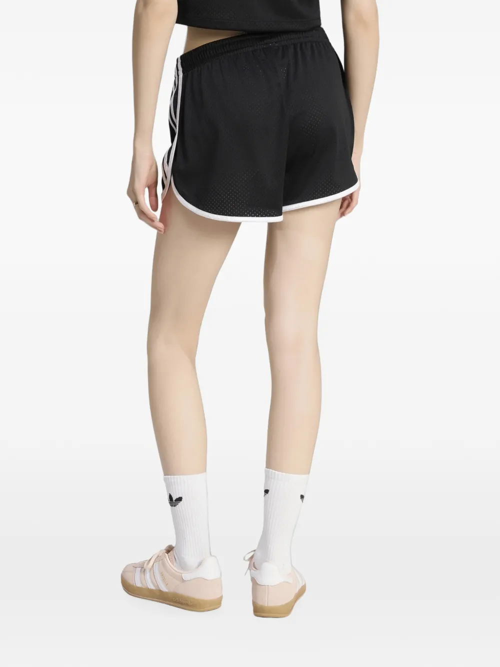 adidas three-stripes mesh shorts Zwart