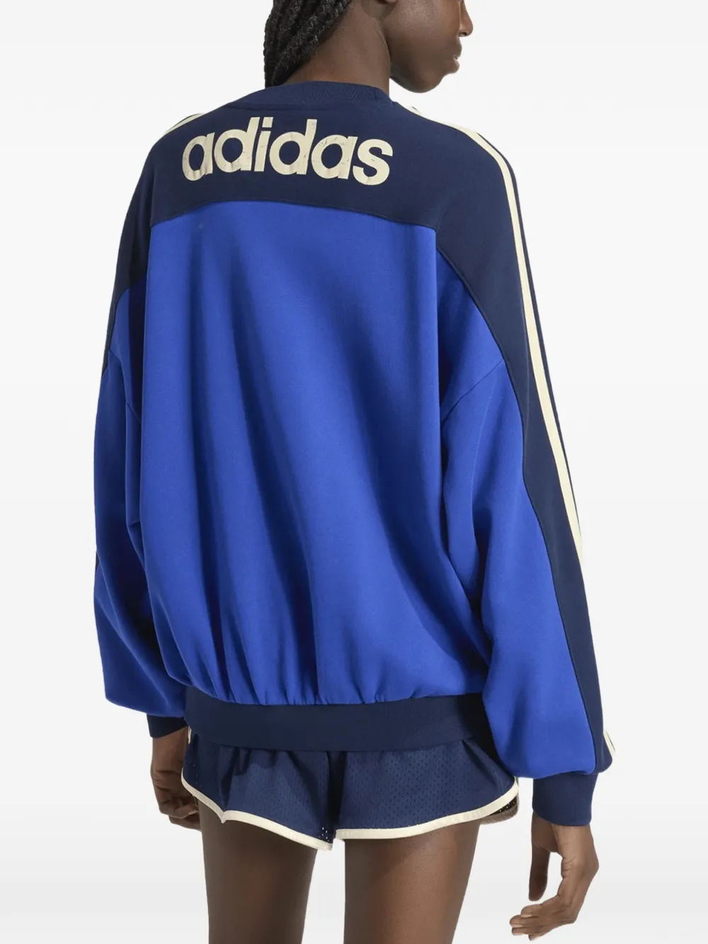 adidas logo-embroidered striped sweater Blauw