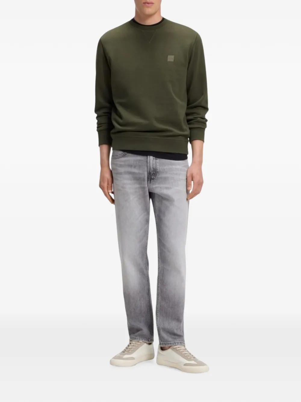 BOSS Sweater met logopatch Groen