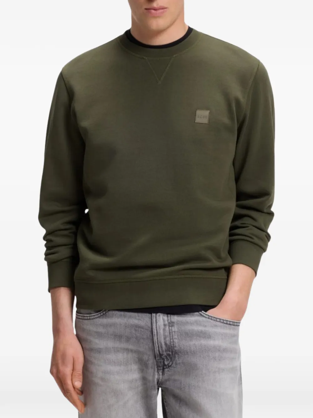 BOSS Sweater met logopatch Groen