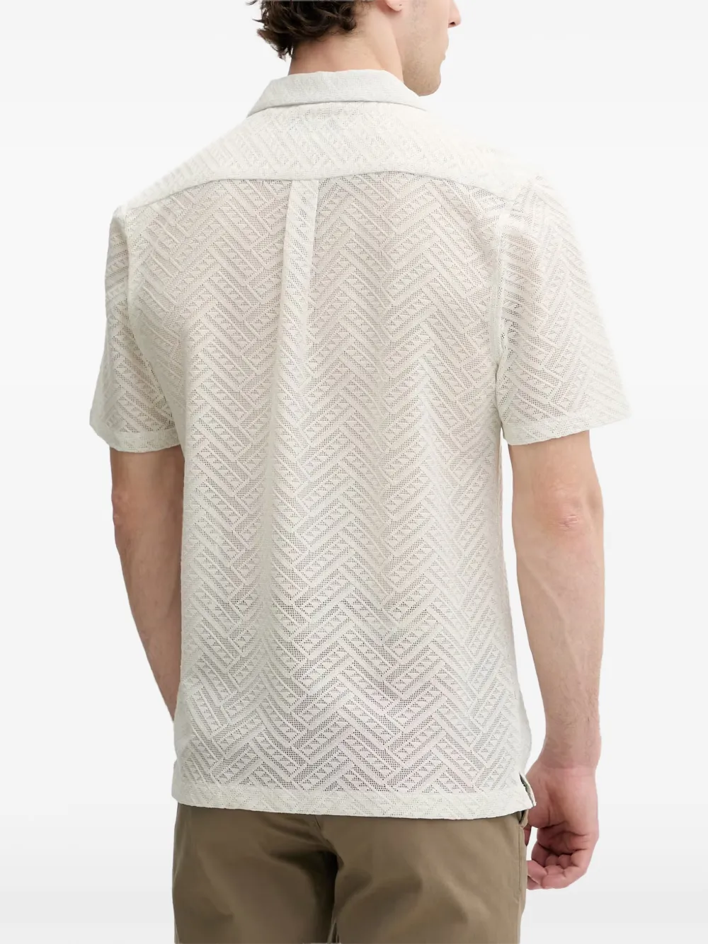 Lindbergh Overhemd met geometrisch kant en korte mouwen Beige