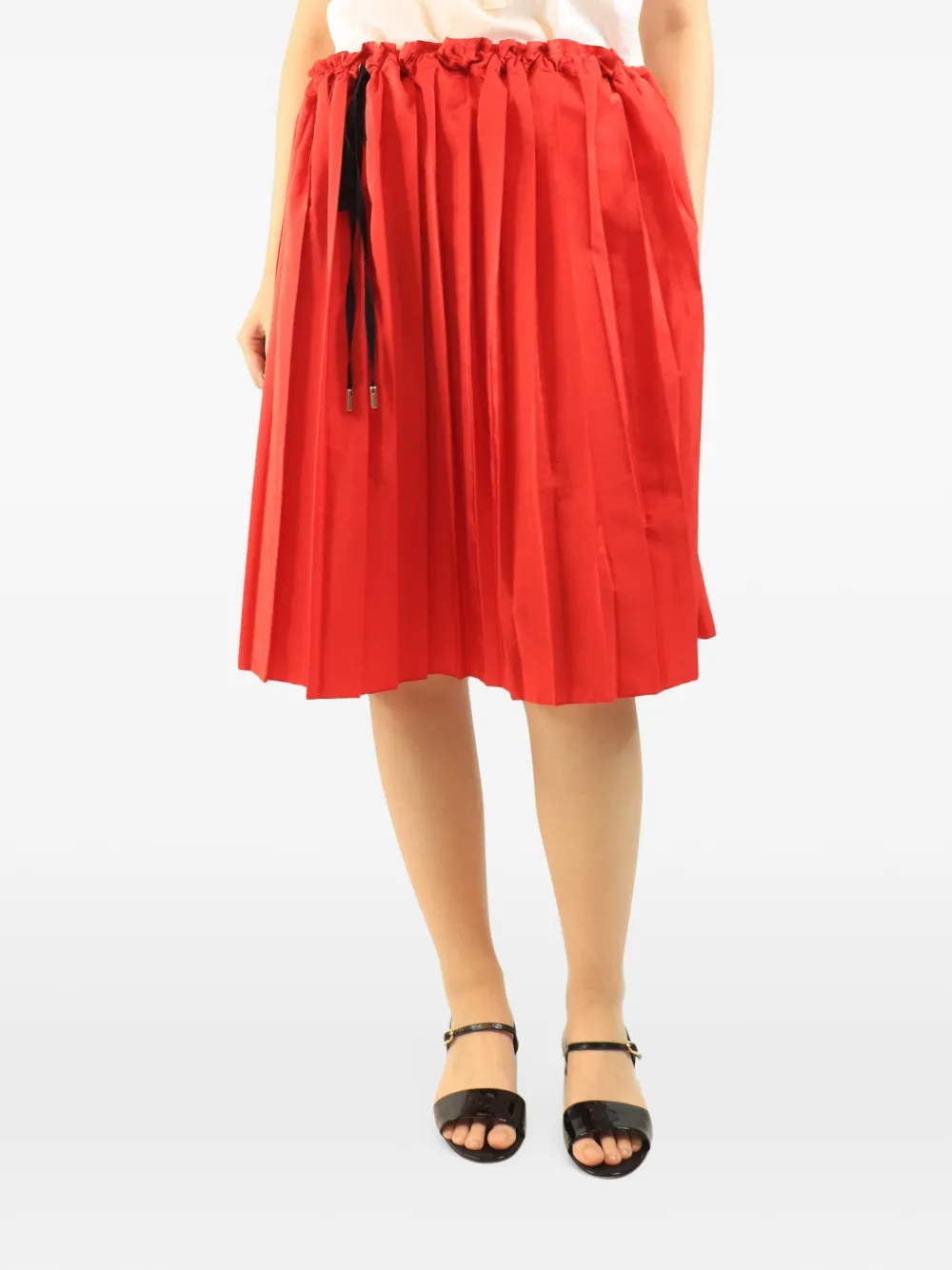 Victoria Beckham pleated drawstring midi skirt - Rosso