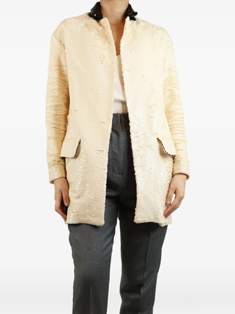 STEFANIA VAIDANI sequin-embellished single-breasted coat - Neutrals