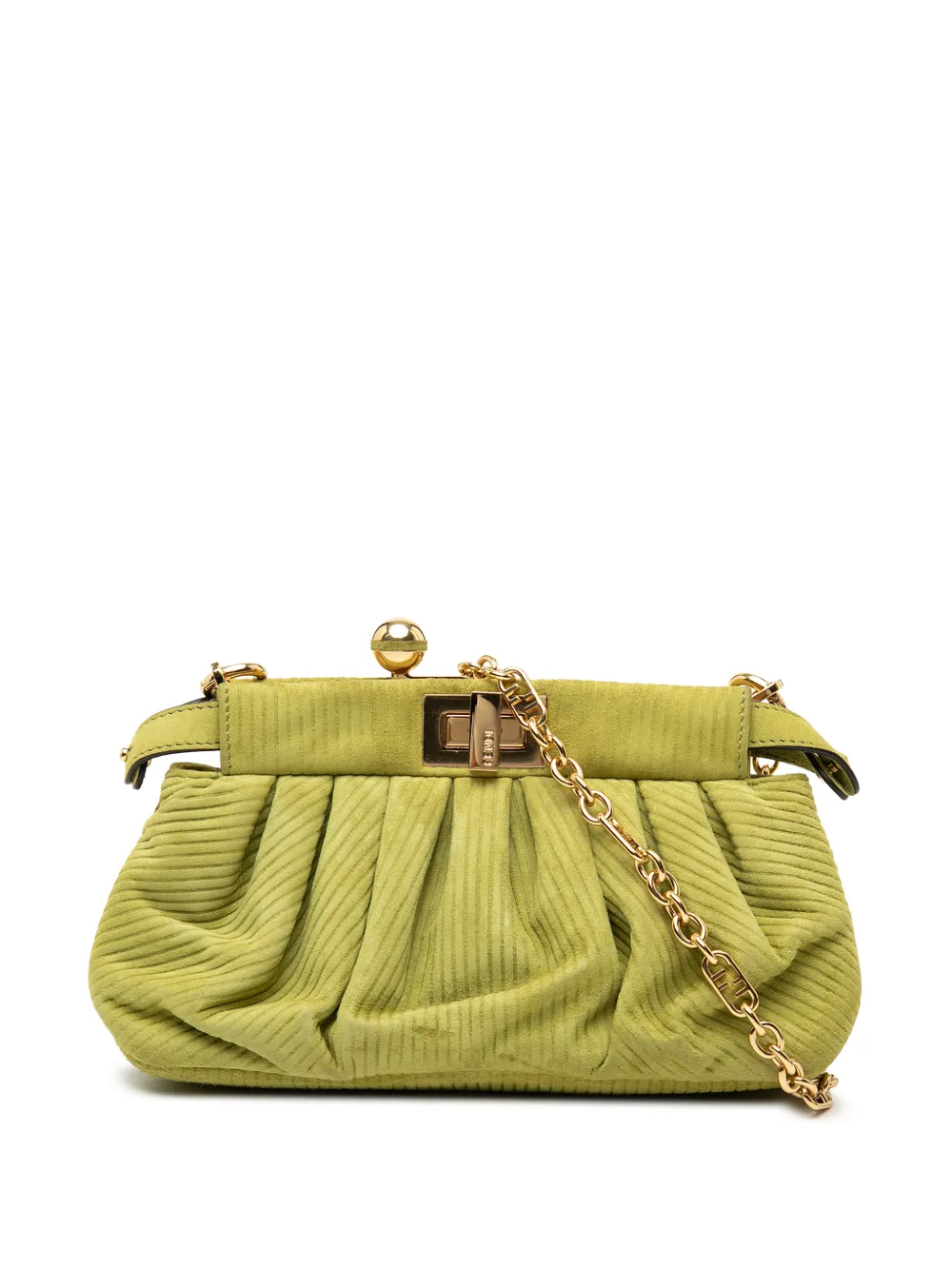Fendi Pre-Owned Clutch Peekaboo Click piccola in pelle scamosciata con catena 2010-2026 - Verde