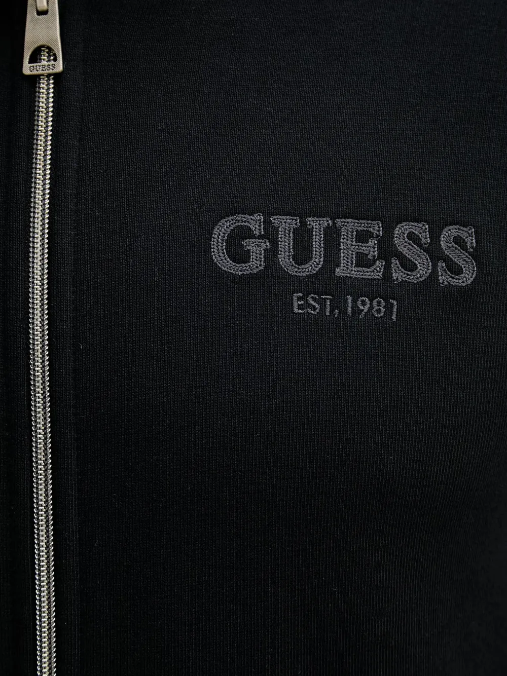 GUESS USA logo-embroidered zip-up hoodie Zwart