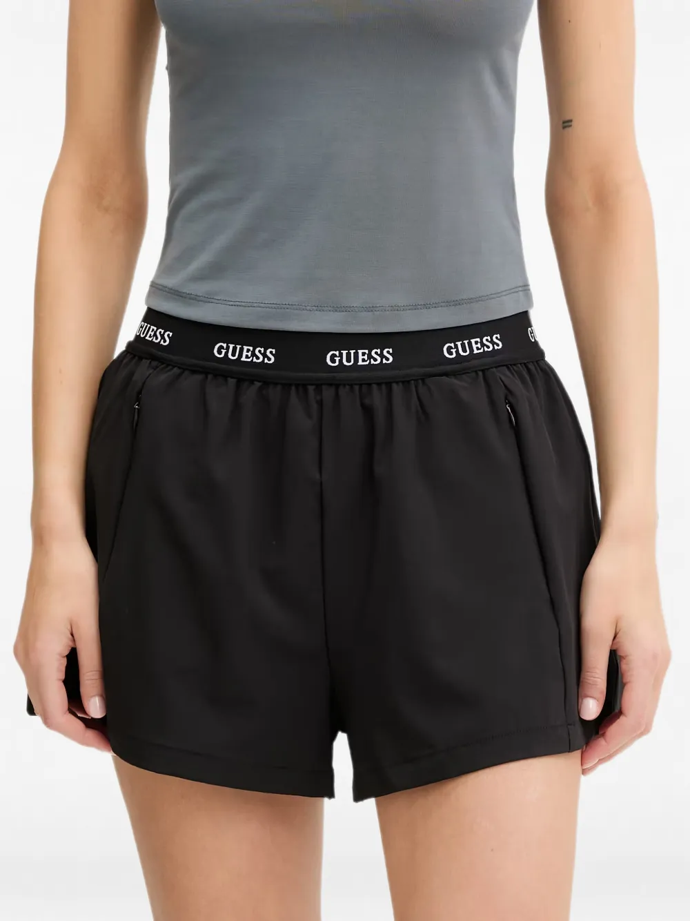 GUESS USA Shorts met logoband Zwart