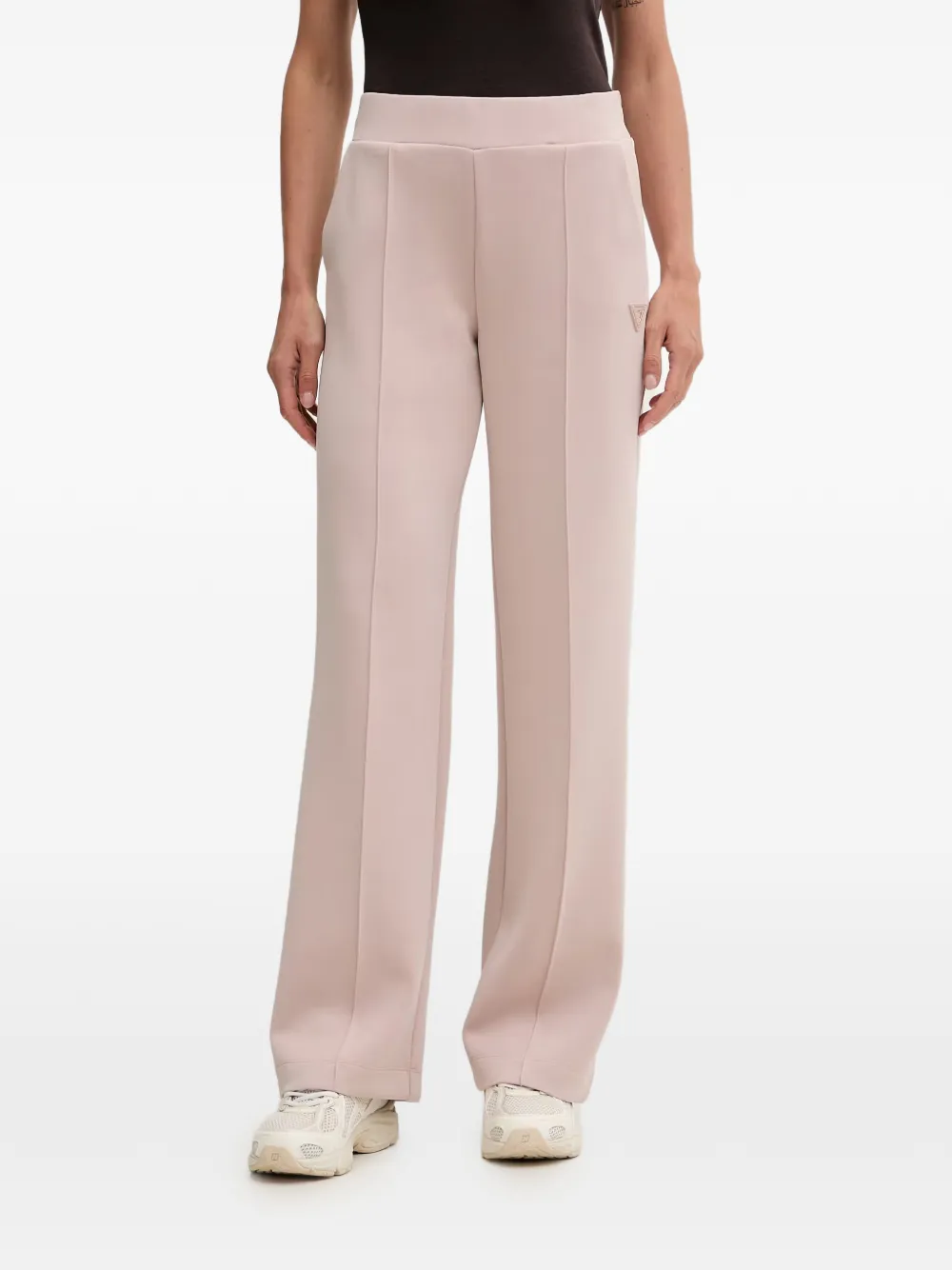 GUESS USA logo-plaque pintuck-detail track pants - Rosa