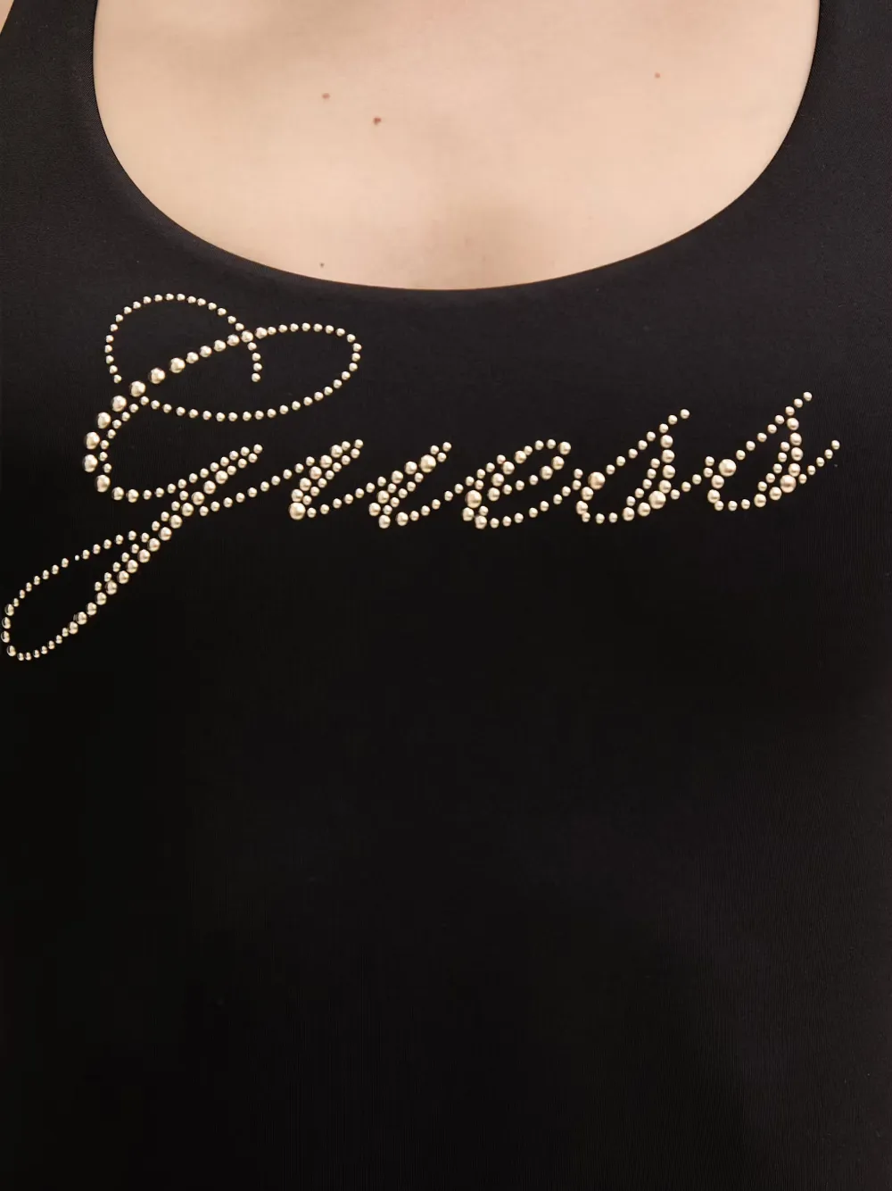 GUESS USA Annalisa stud-embellished scoop-neck swimsuit Zwart