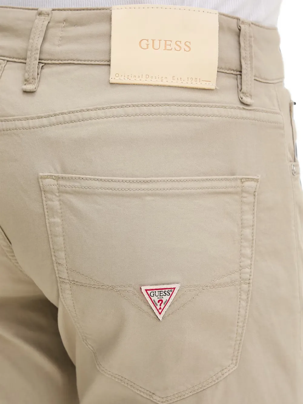 GUESS USA Angels broek met vijf zakken en logo-patch Beige