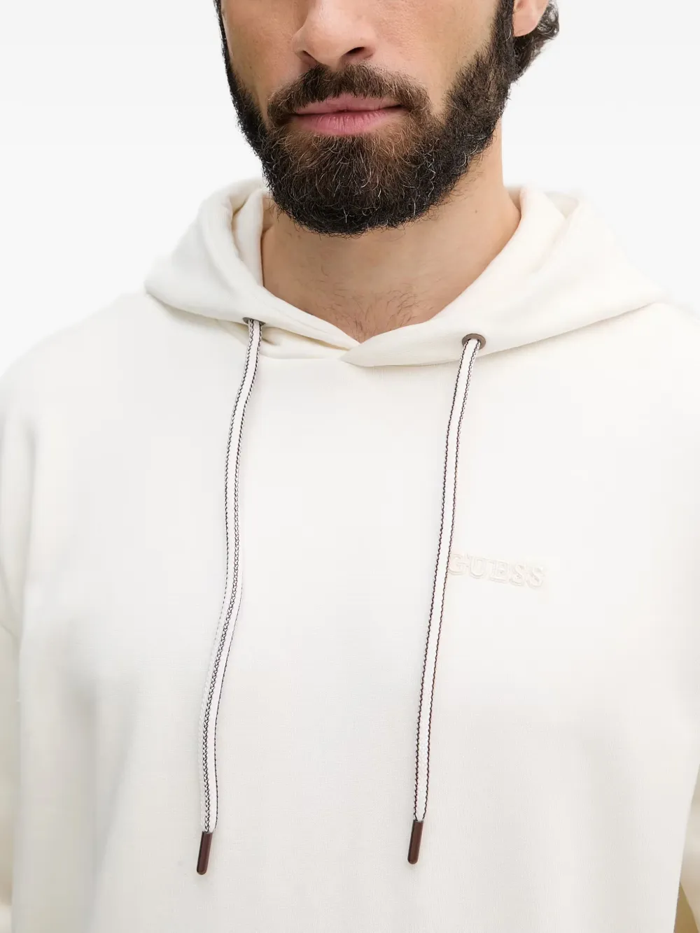GUESS USA Hoodie met geborduurd logo Beige