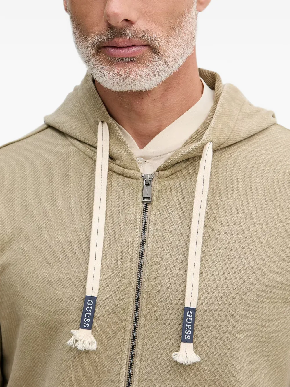 GUESS USA Imapct hoodie met trekkoord en rits Beige