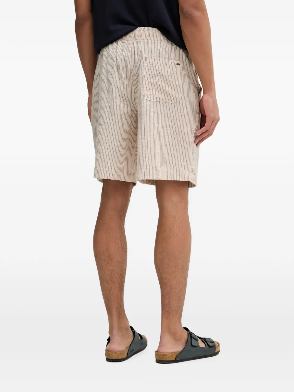 GUESS USA Dobby seersucker gestreepte shorts Beige