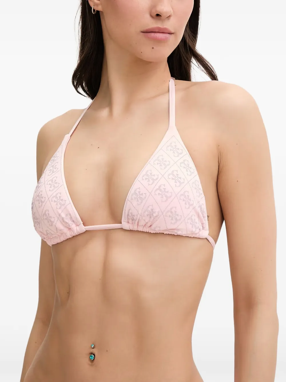 GUESS USA Top bikini a triangolo con logo 4G - Rosa