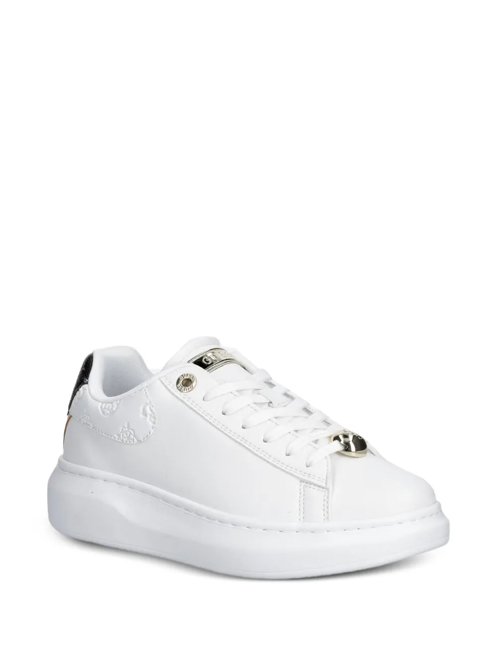 GUESS USA Fireup genuine leather sneakers Wit