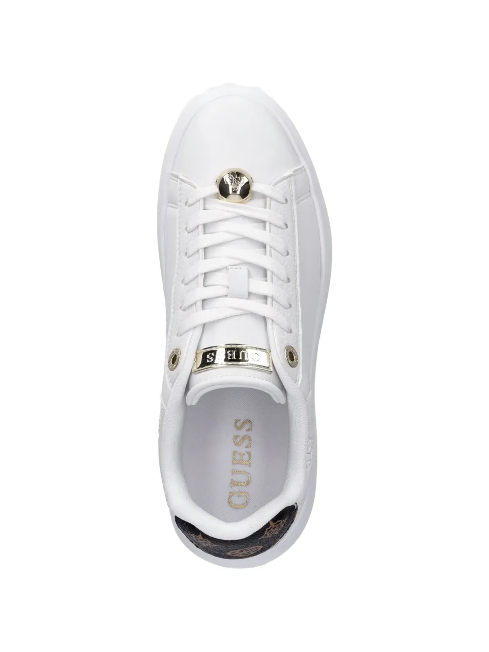GUESS USA Fireup genuine leather sneakers Wit