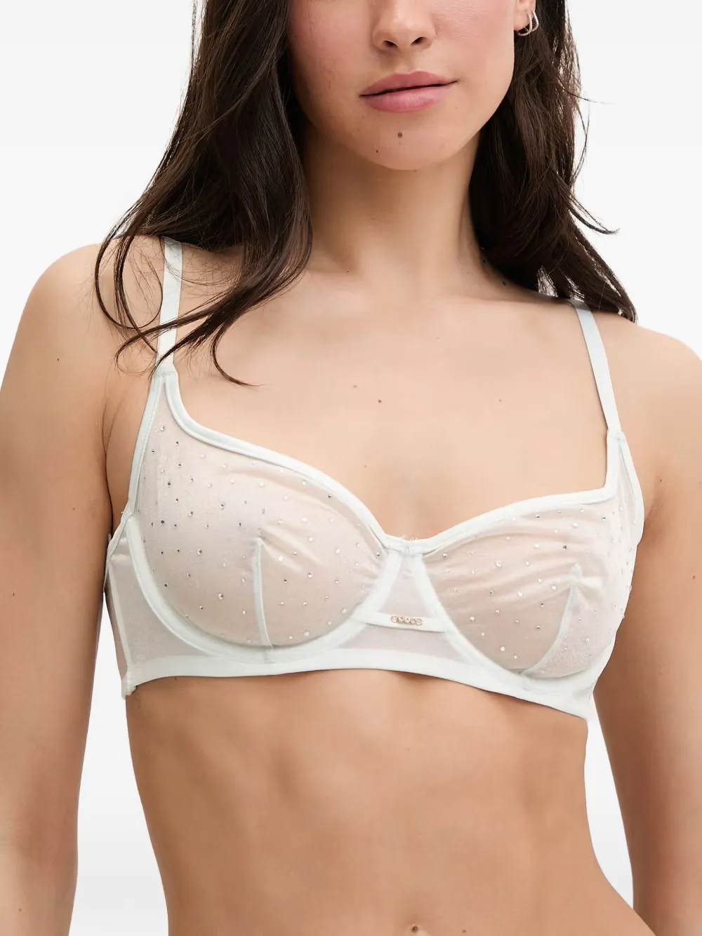 GUESS USA Reggiseno in rete con cristalli - Bianco