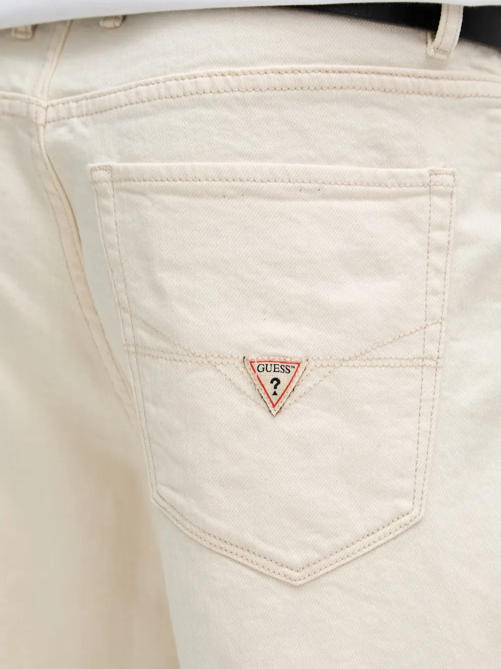 GUESS USA Denim shorts met logopatch Beige