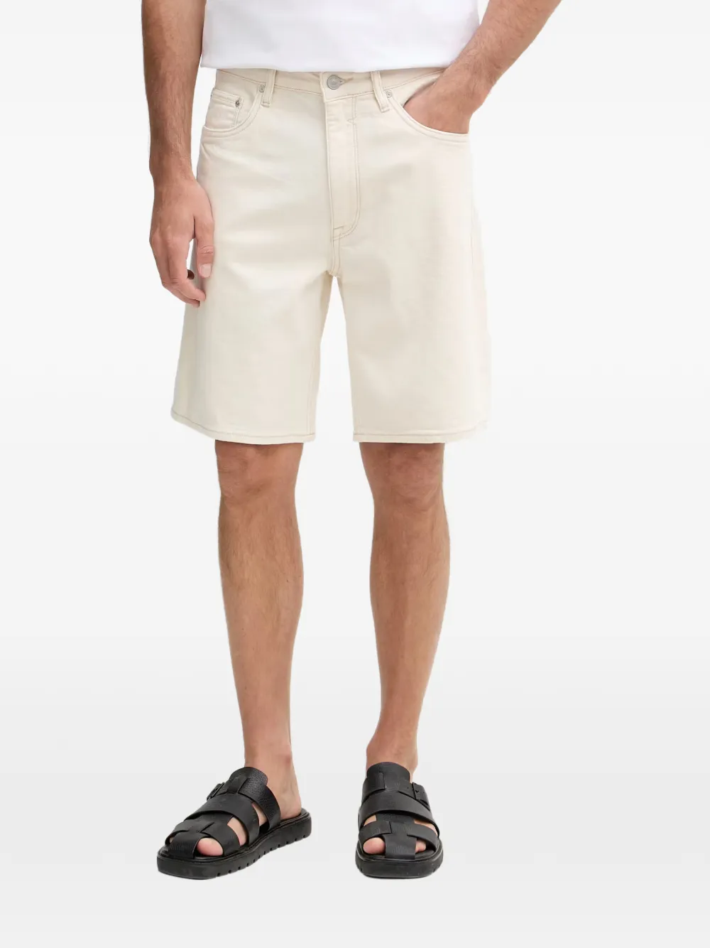 GUESS USA logo-patch denim shorts - Toni neutri