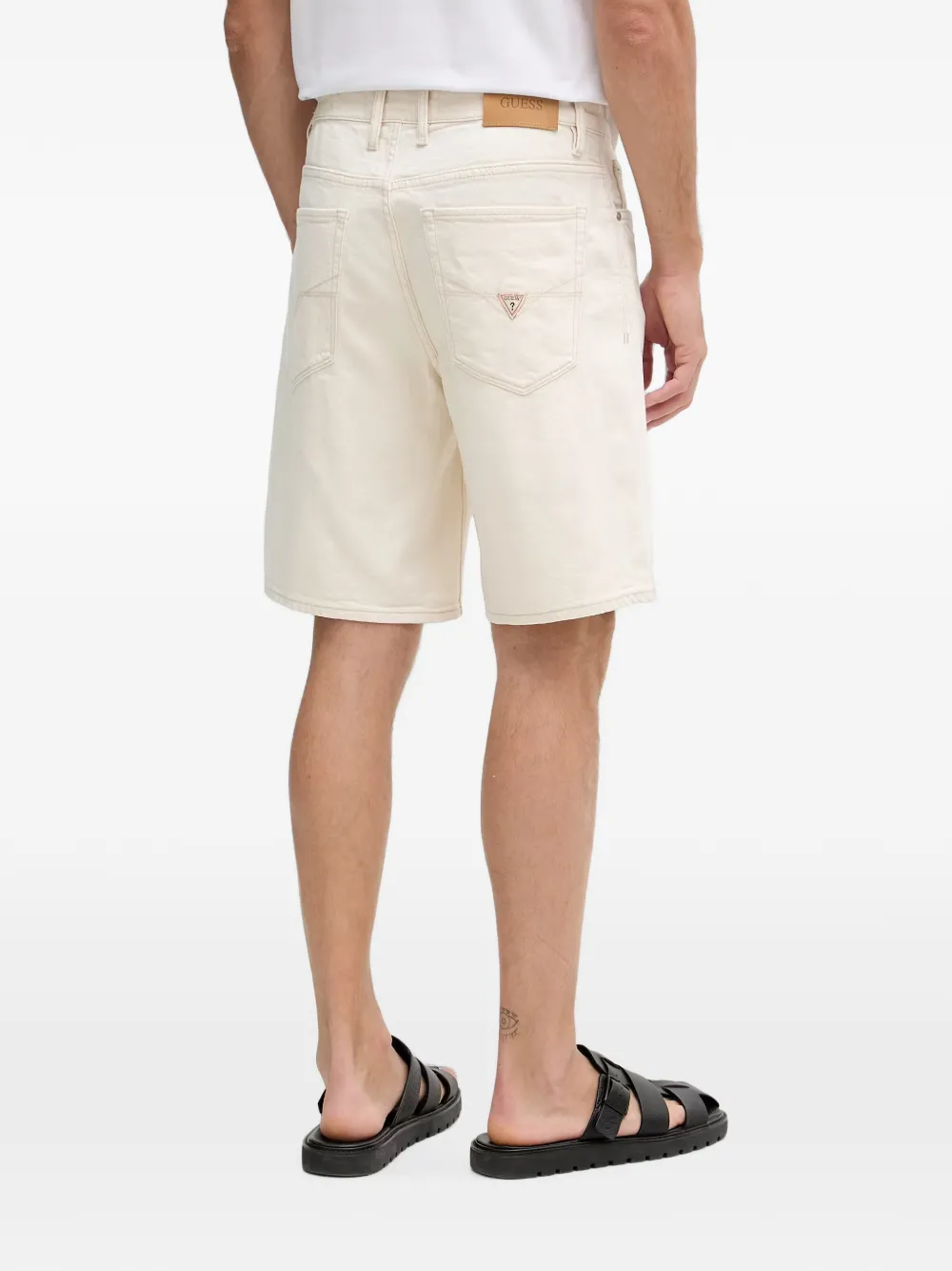 GUESS USA Denim shorts met logopatch Beige